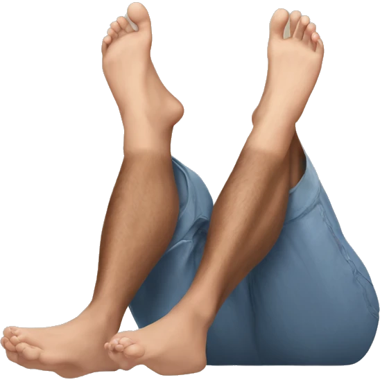 Feet up in the air and hands on the chin  emoji