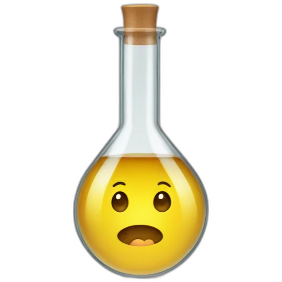lab flask with happy emoji emoji