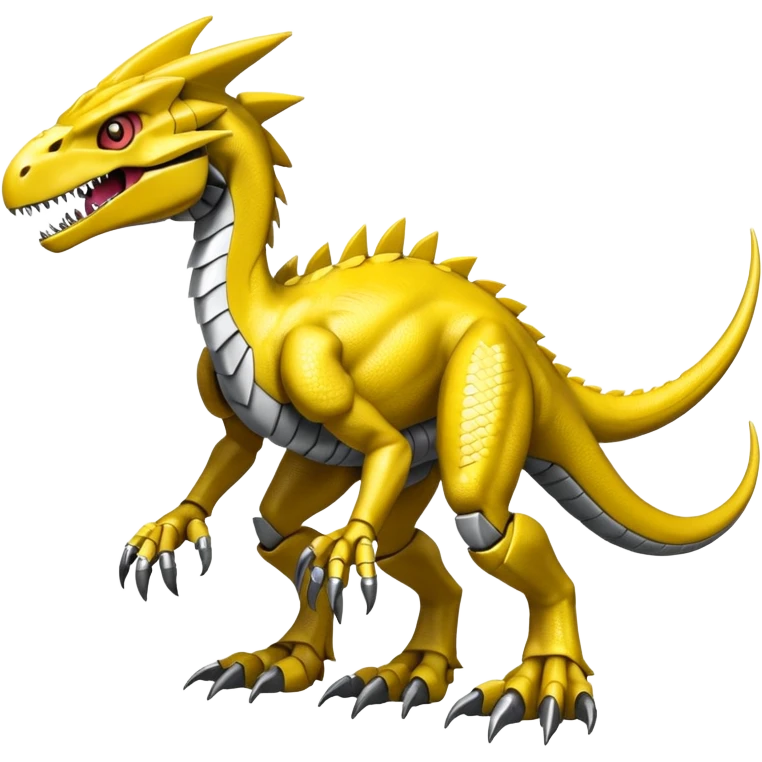  Edgy Yellow Shiny Digimon-Fakemon-Velociraptor-Dragon-Mecha full body emoji