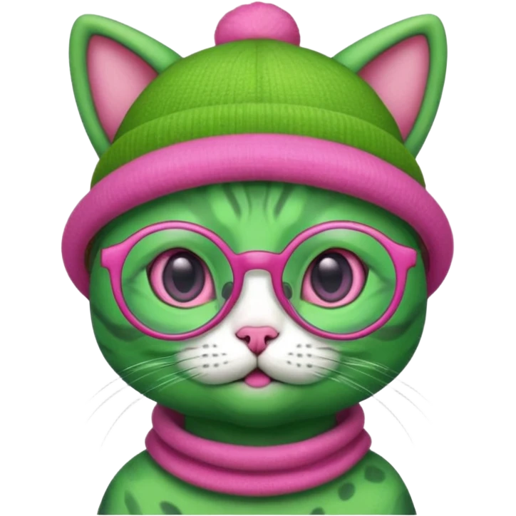 alien cat with pink hat  and spectacles emoji