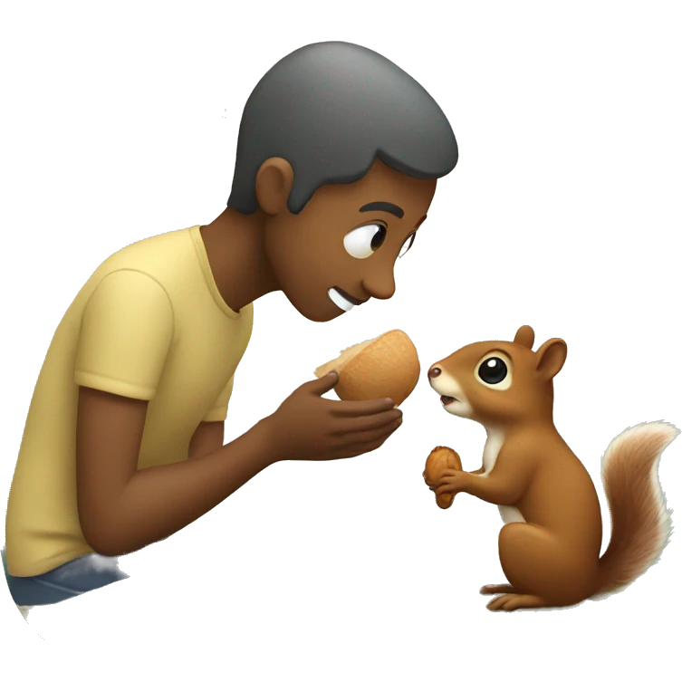 a human feeding a squirrel  emoji