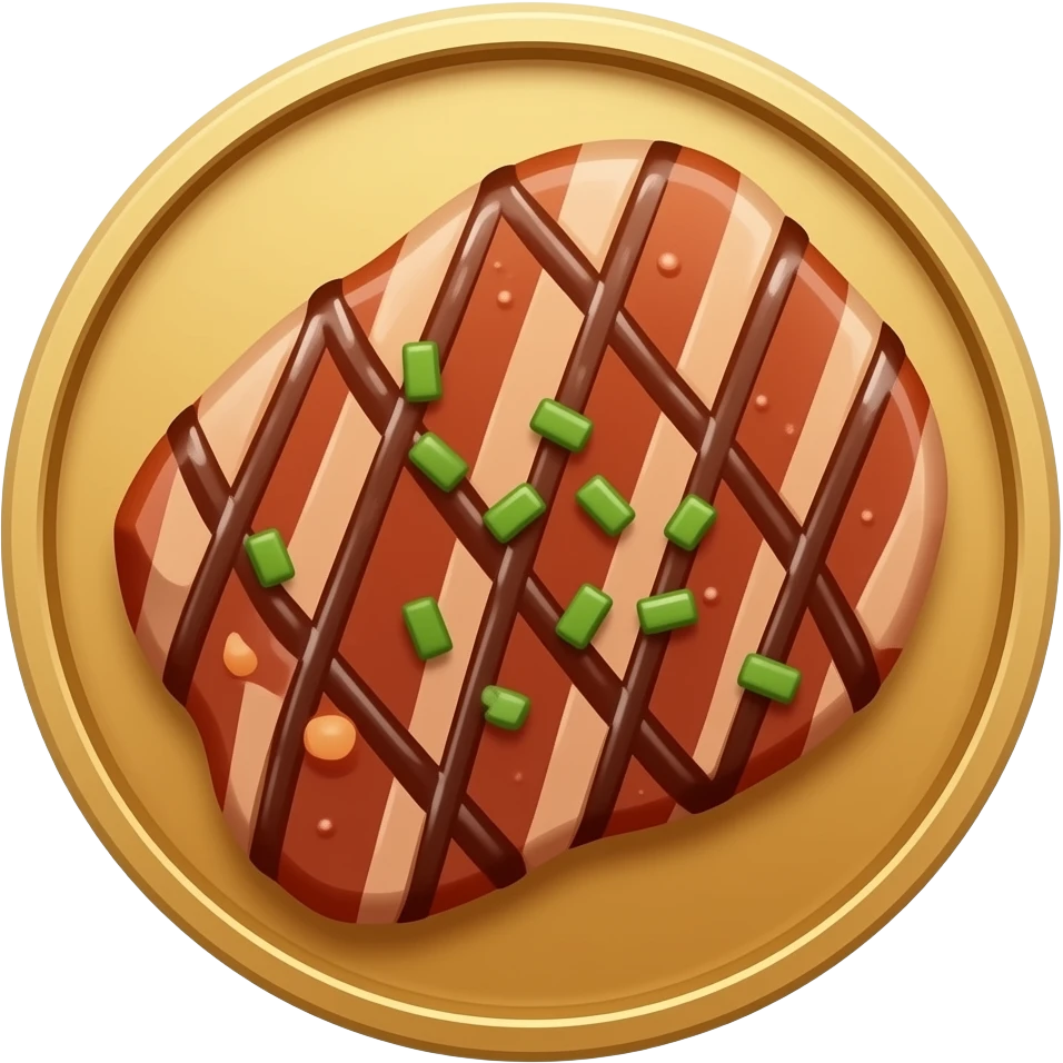coin with bbq meat on it emoji
