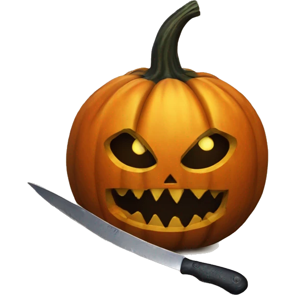 Scary pumpkin with knife emoji
