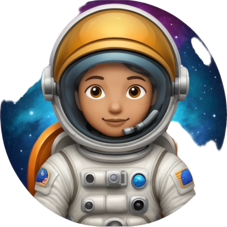 Astronaut with closed helmet riding planets emoji