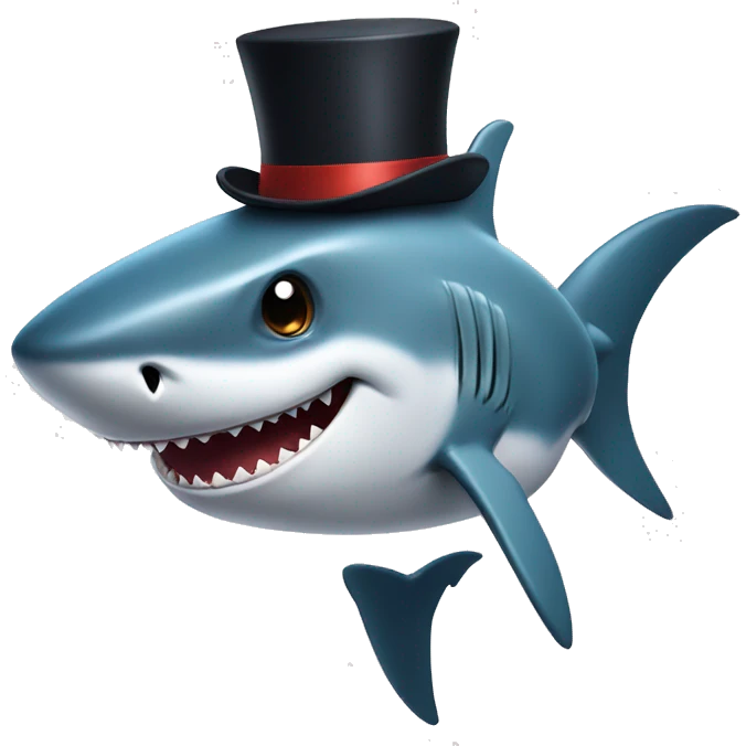 Shark with a top hat emoji