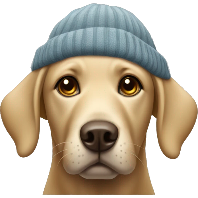 Labrador wearing a beanie emoji