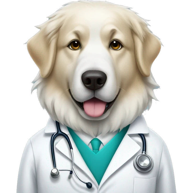 Great Pyrenees dressed as a doctor emoji