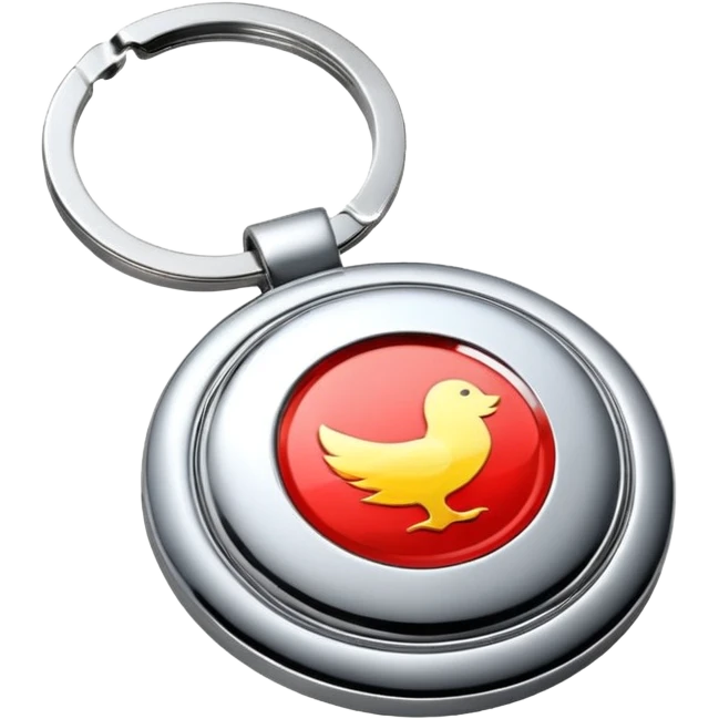Car logo key chain – shiny metal car brand emblem.
 emoji