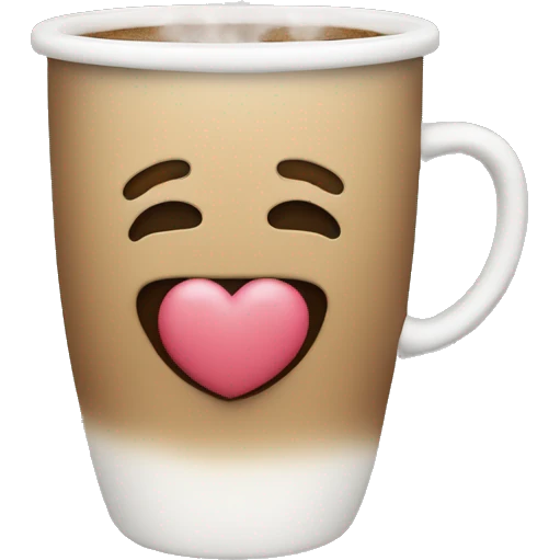 A steaming coffee cup with small hearts rising from it instead of regular steam emoji