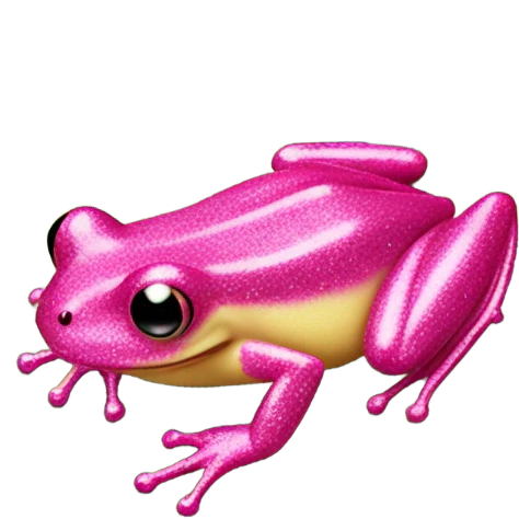 Hot pink glittery frog on a leaf  emoji