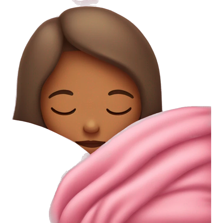 Girl sleeping in a pink blanket  emoji