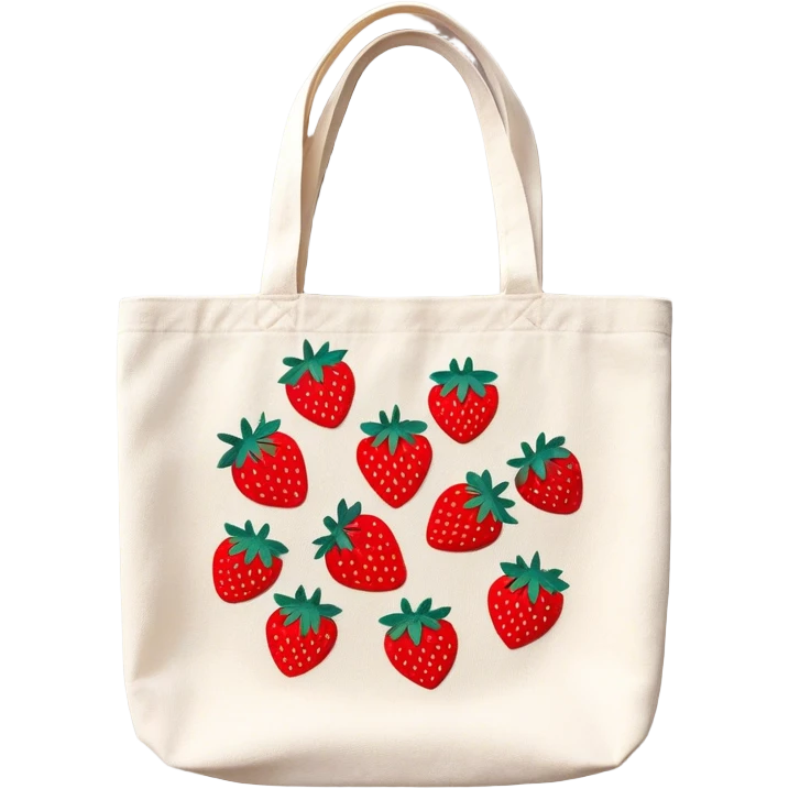 Canvas tote bag with embroidered strawberries  emoji