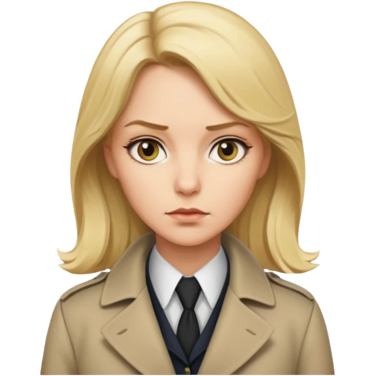 detective woman in long coat, blond hair, white skin emoji