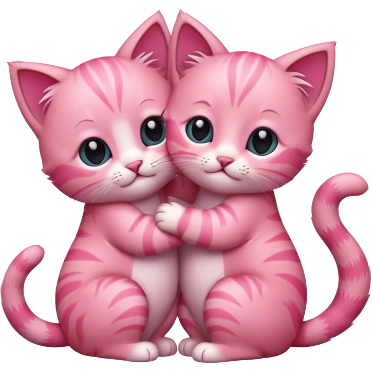 two hugging pink kittens emoji