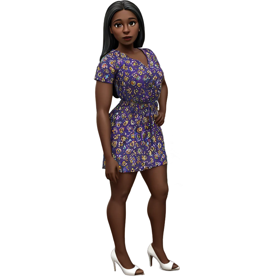 dark-skinned beauty in dress emoji