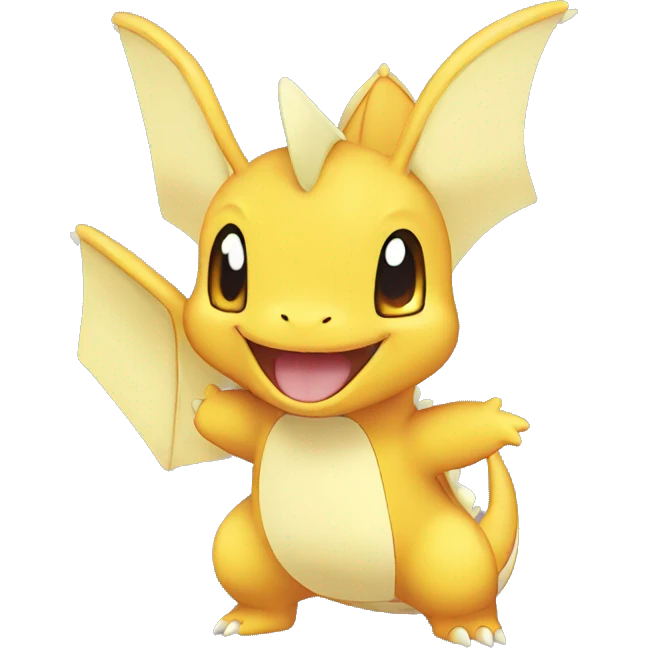 Pokemon #149 Dragonite waving hello wearing messenger tote bag  emoji
