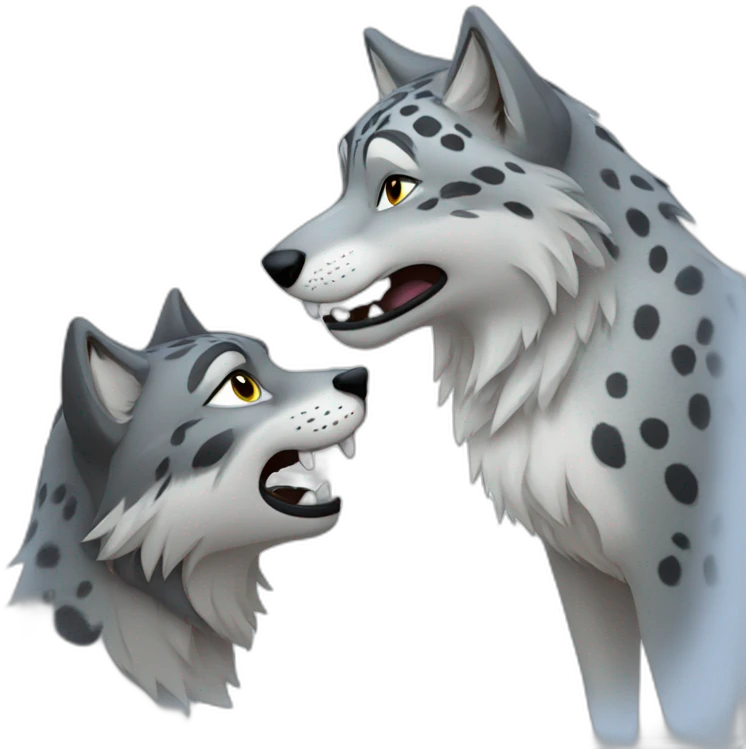 Wolf and snow leopard playing emoji