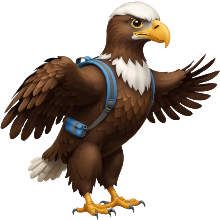 a eagle walking with a backpack
 emoji