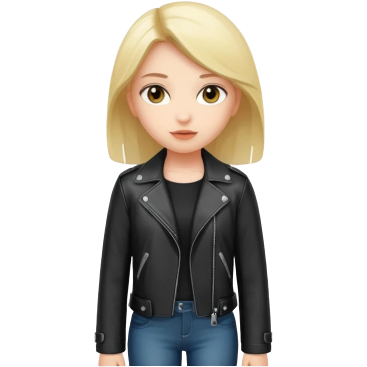 girl in leather jocket, full body emoji