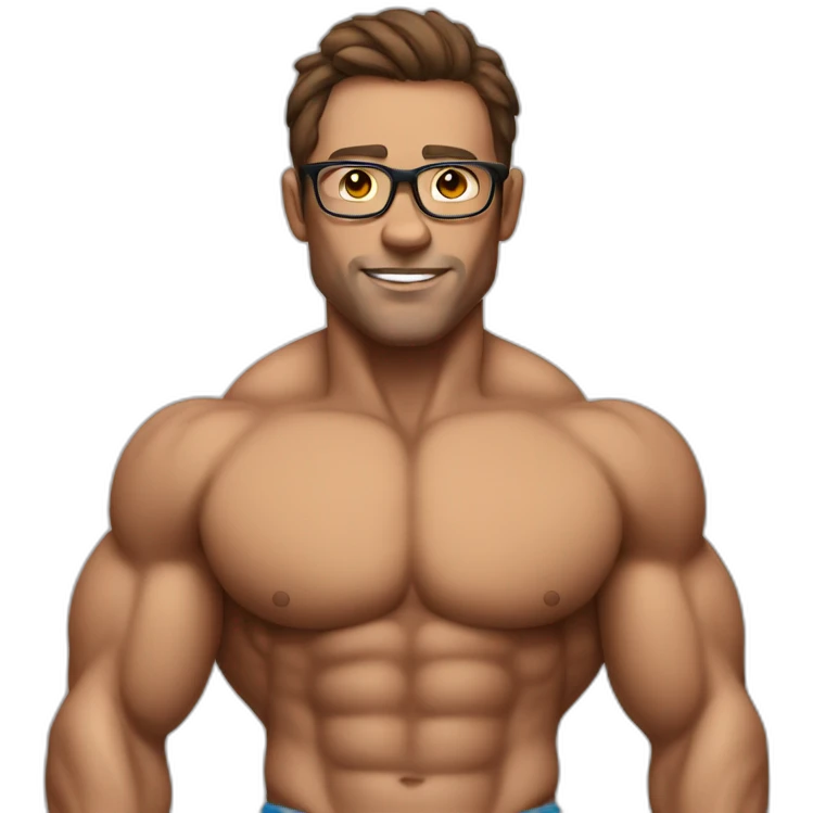 bodybuilder with brown hair and glasses without beard and clothes  emoji