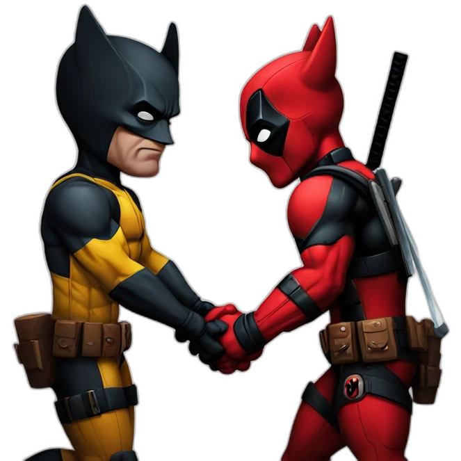 Deadpool and Wolverine holding hands emoji
