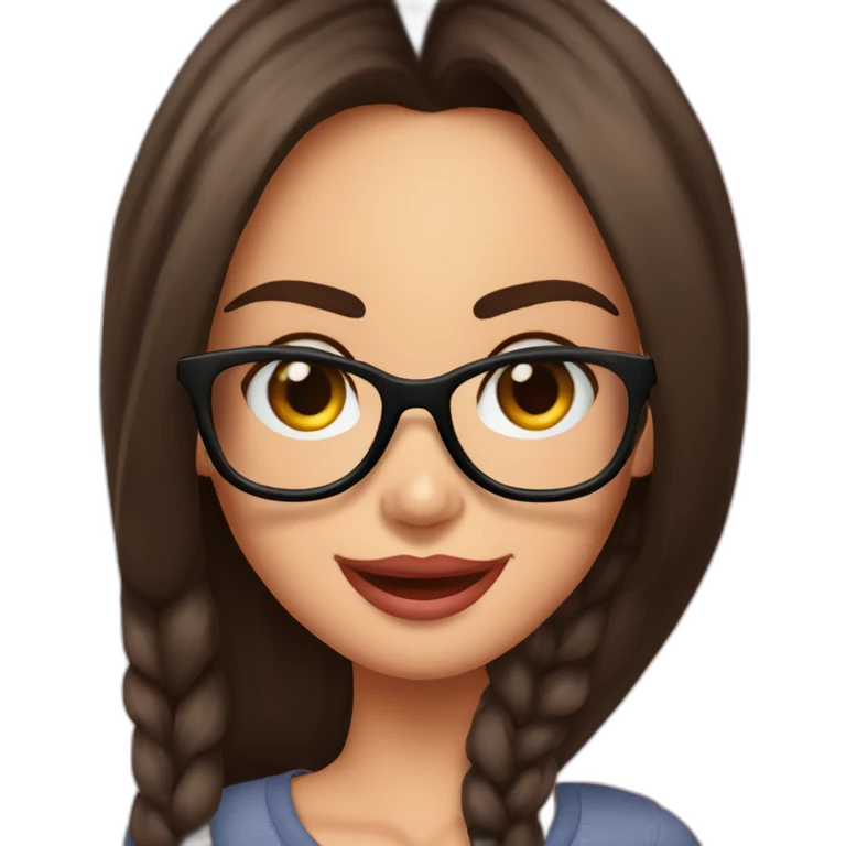 Megan Fox sonriente con lentes y niña emoji