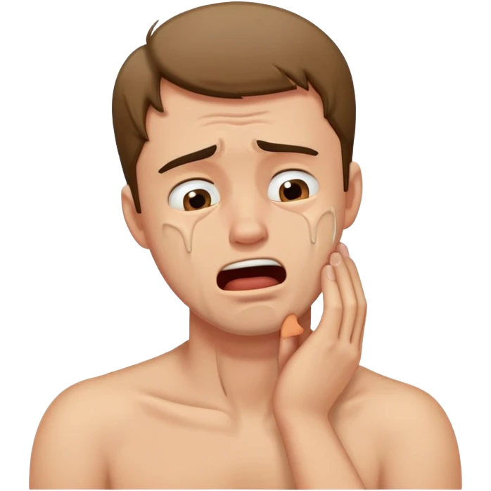 Guy crying choking his neck emoji