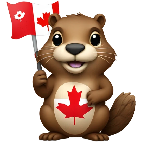 Beaver holding a Canadian flag emoji