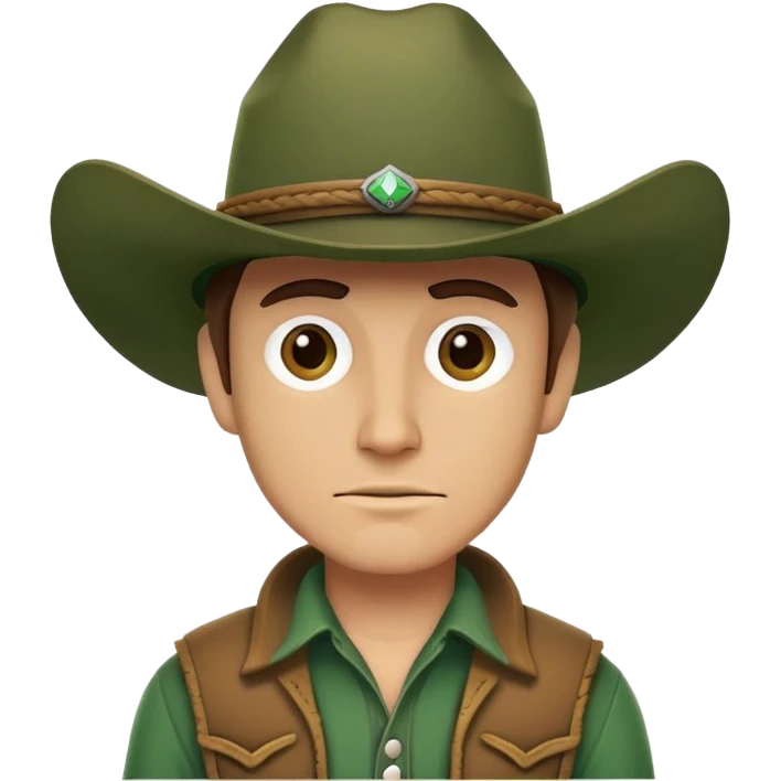 Rugged cowboy character with a forest green cowboy hat emoji