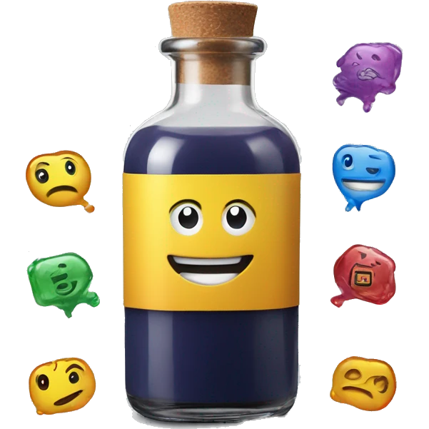 Ink bottle emoji combined with powers of Artificial Intelligence producing a superpower emoji