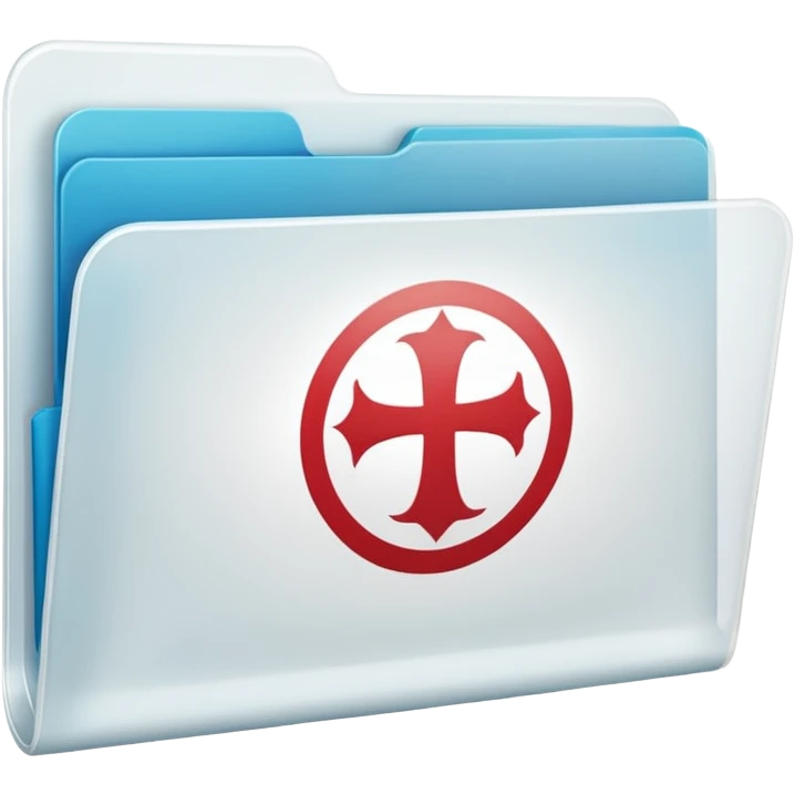 A **simple emoji-style icon** of a **transparent white plastic folder**, minimal and clean, with **rounded corners**, subtle translucency, soft shading, and a **small Choliseo de Puerto Rico arena symbol** on the front.
 emoji