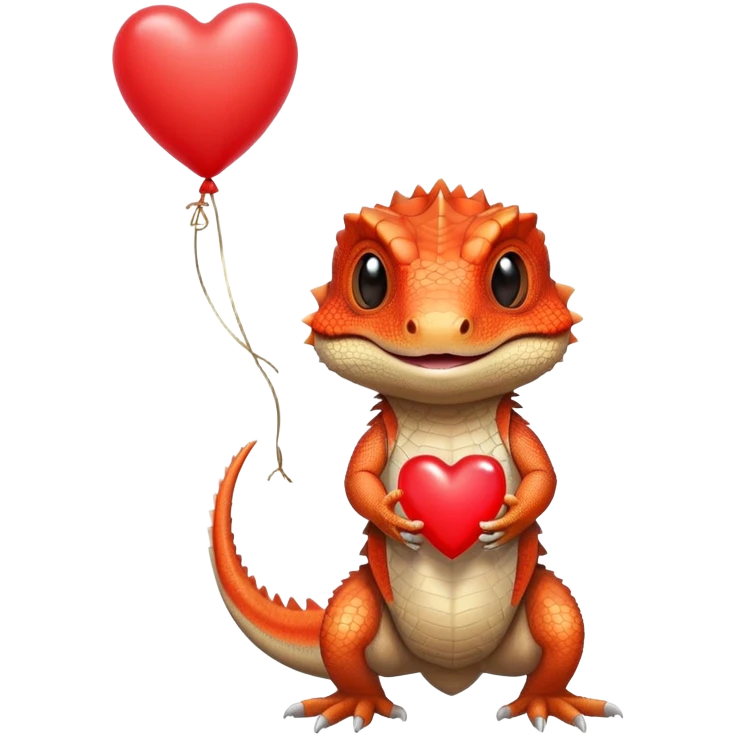 bearded dragon holding a heart balloon emoji