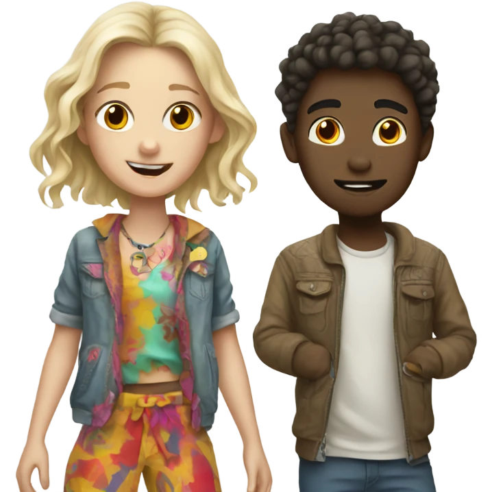 White boy with crazy clothes loving a girl a lot emoji