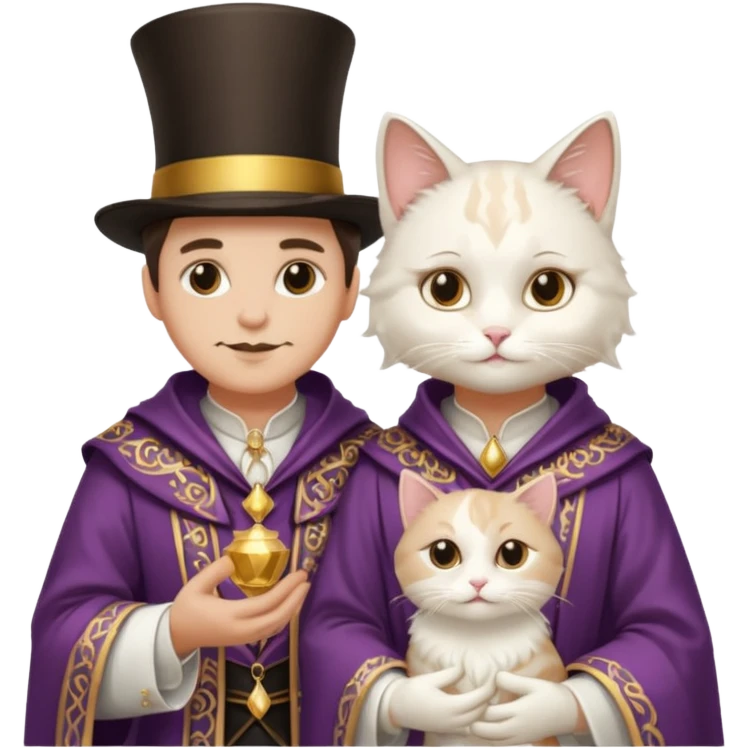 magician couple and their pet cat emoji