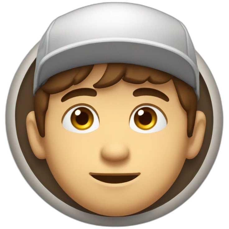 Guy with brown hair and short, eyes with a cap that is behind a circle window that try to go out with a hand on the top of cornice emoji