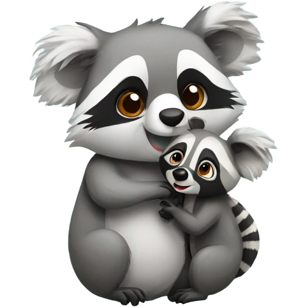 Raccoon and koala in love  emoji