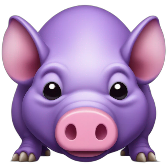 Purple Pig insect armadillo with evil angry grumpy face mouth open tusks emoji