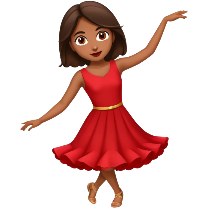 latina girl with red dress and big almond eyes dancing emoji