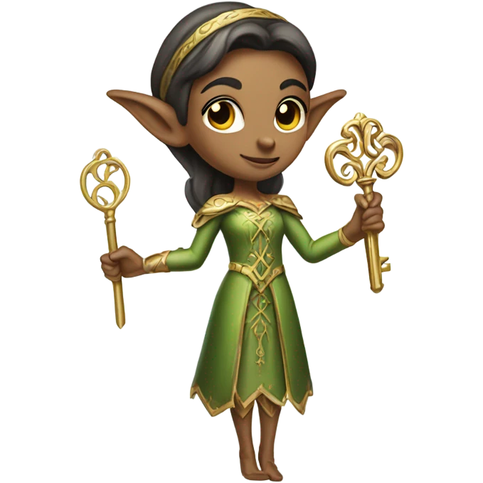 an elf woman login holding a big key emoji