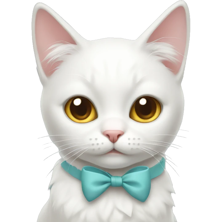 white cat with bow emoji