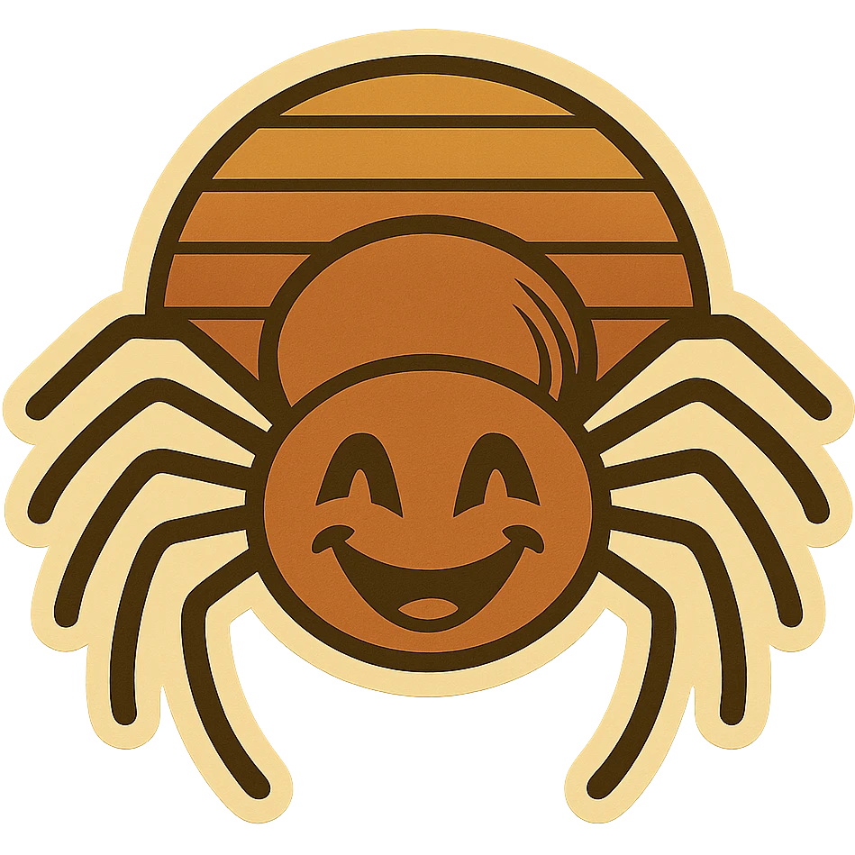 Create images of happy retro spiders and witches for stickers. Use this image for inspiration. emoji