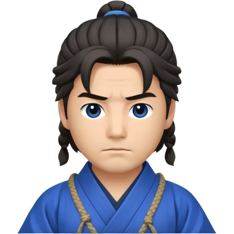 A calm samurai with tied hair, blue robes, and peaceful but deadly focus.
 emoji