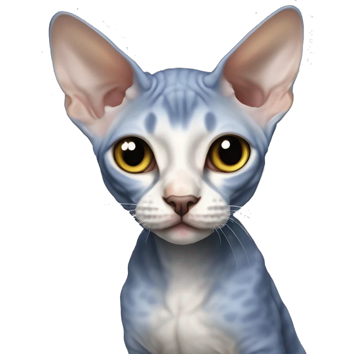 Kot Devon rex z niebieskimi oczami w całości  emoji