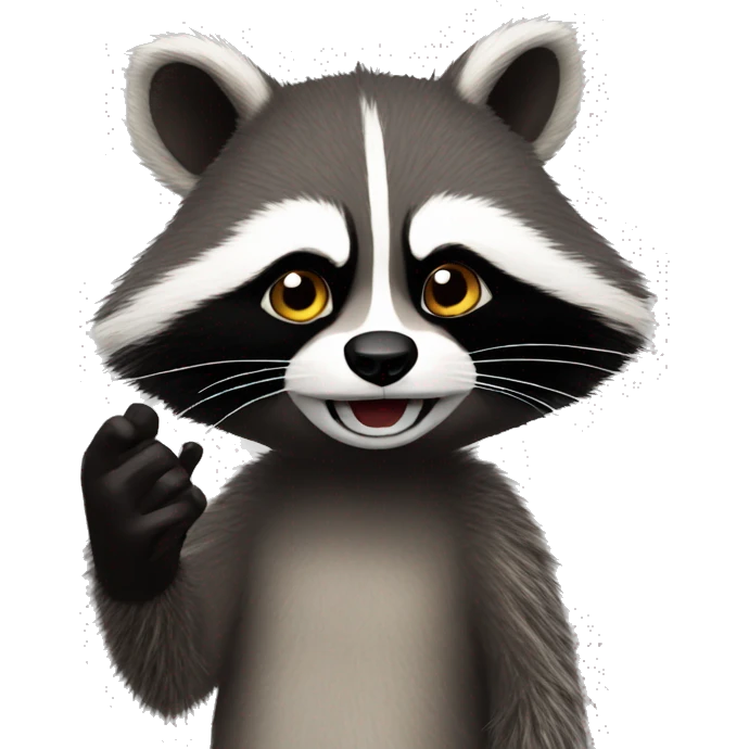 Pedro meme racoon with one hand up emoji