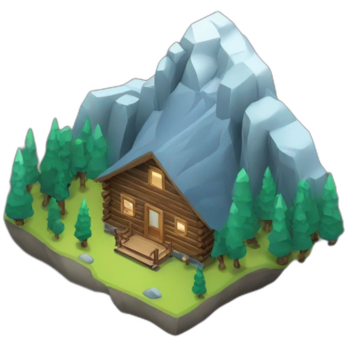 3d-isometric-Mountain-Cabin emoji