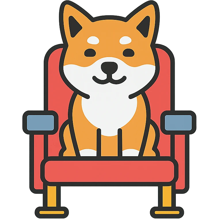 Shiba Inu sitting in a movie theater emoji