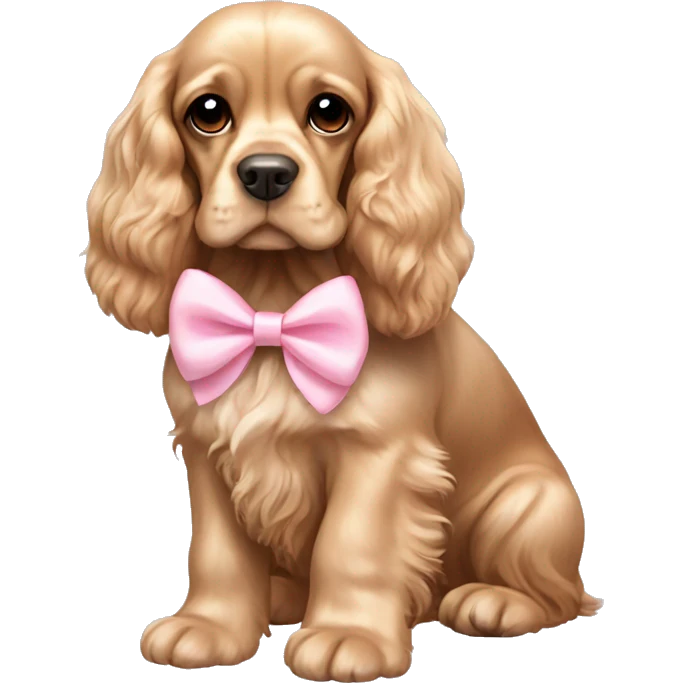 cute cocker spaniel with pastel pink bow emoji