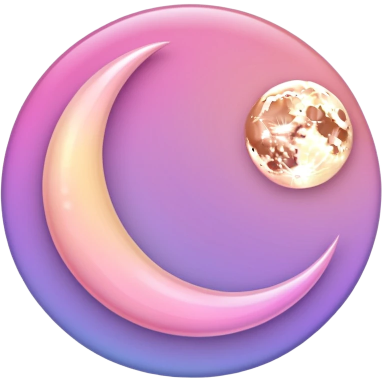 Shiny pastel rose-pink-lavender-violent-gradient crescent moon sunset aesthetic scenery  emoji
