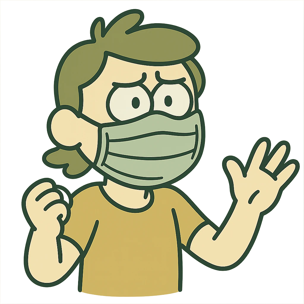 covid mask, modern look, green gold and white color scheme, rounded shapes, simple design emoji
