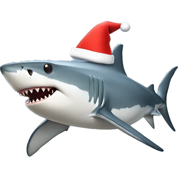 Shark with a Santa hat emoji